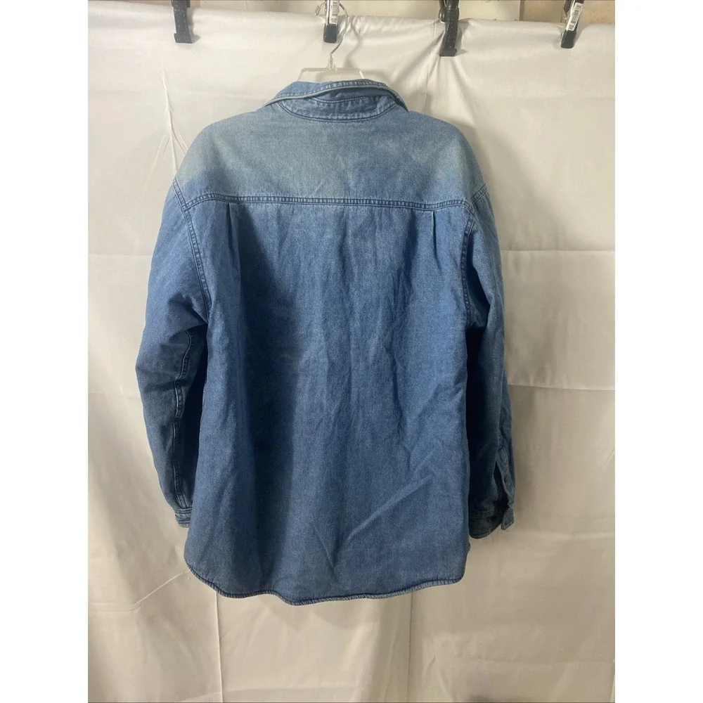 C. E. Schmidt Workwear Fleece Lined Denim Shirt‎ Shacket Medium Grunge